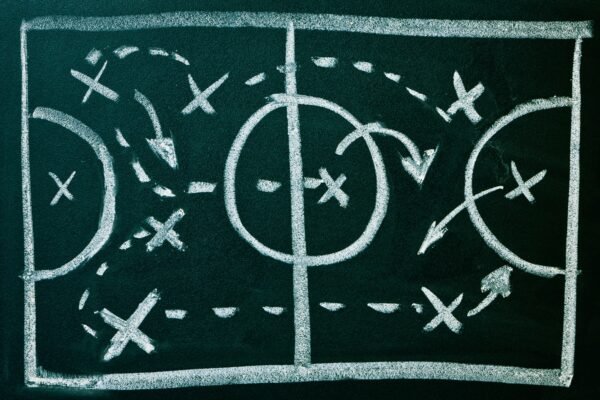 Soccer formation tactics on a blackboard
